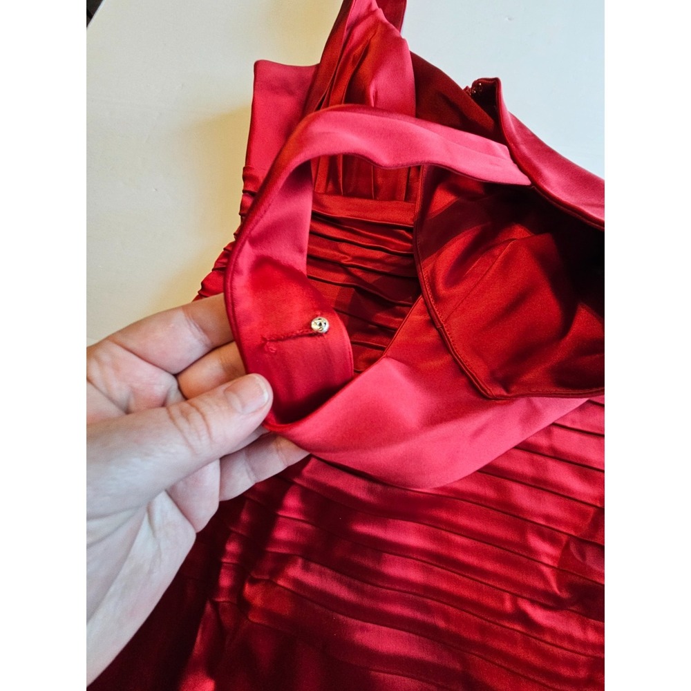 Calvin Klein SIZE 8 Dress Satin Rouge Red Short Tiered Holiday Sleeveless - Picture 6 of 10